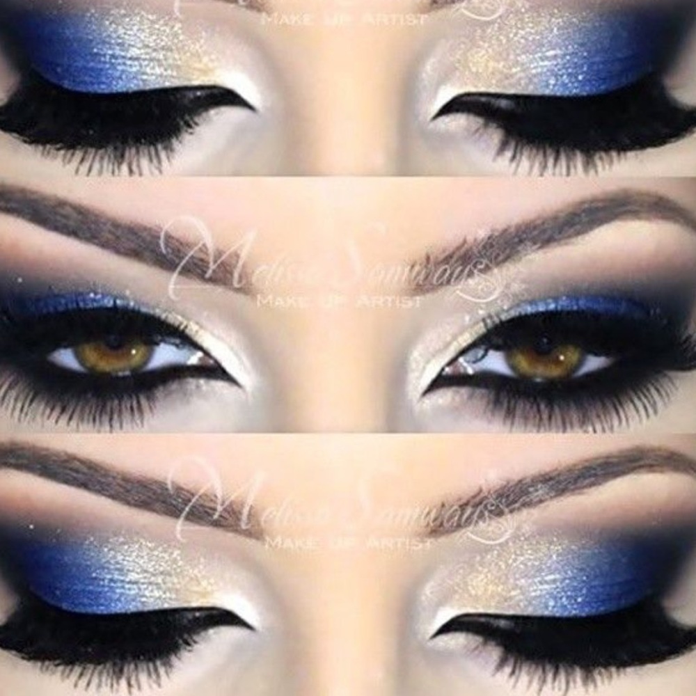 Blue White Matte Eye Pallet Liner Smokey Glam